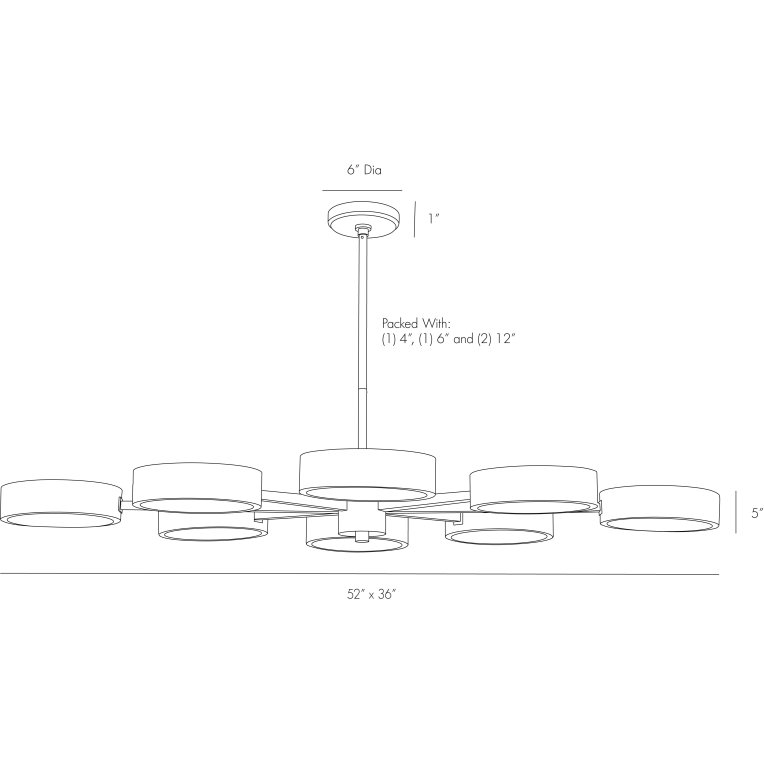 Linus Starburst Chandelier - Dimensions (Inches)