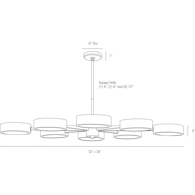 Linus Starburst Chandelier - Dimensions (Inches)