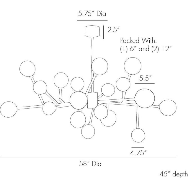 Dallas Medium Chandelier - Dimensions (Inches)