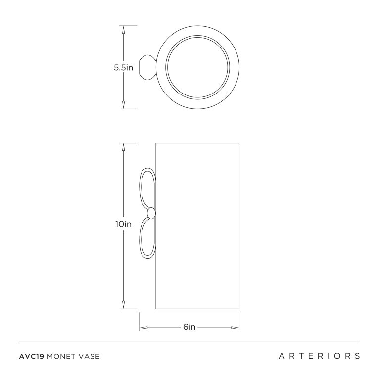 Monet Vase - Dimensions (Inches)
