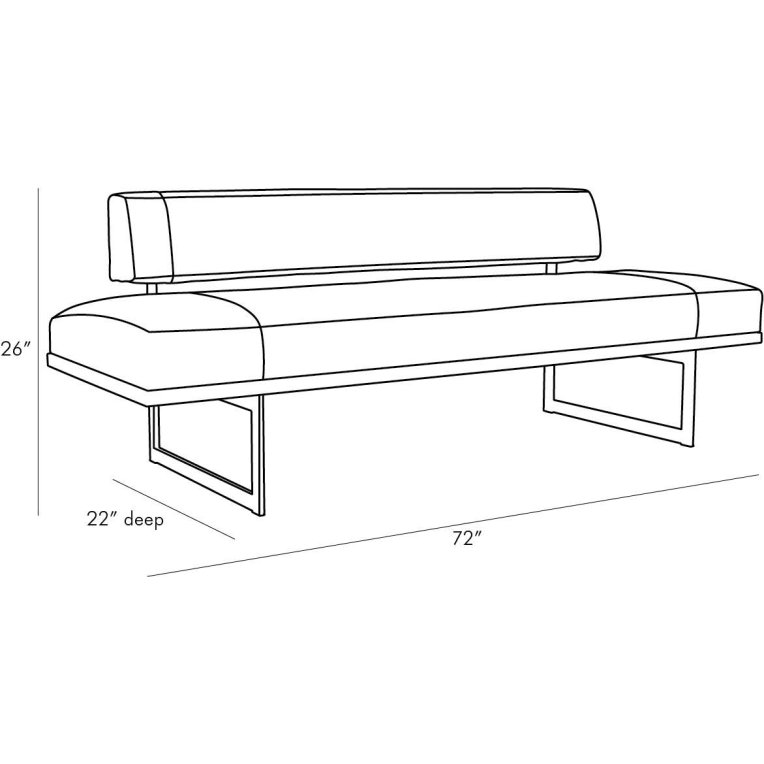 Tuck Bench Ivory Leather - Dimensions (Inches)