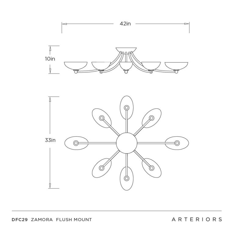 Zamora Flush Mount - Dimensions (Inches)