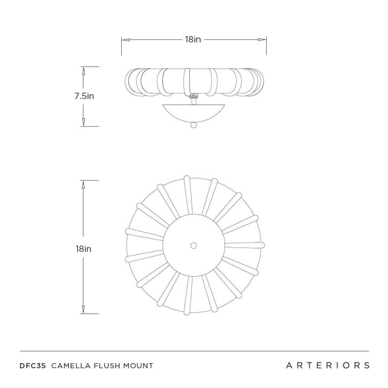 Camella Small Flush Mount - Dimensions (Inches)