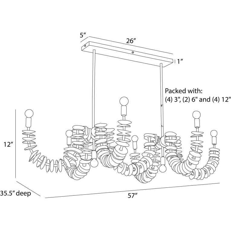 Kalama Linear Chandelier - Dimensions (Inches)
