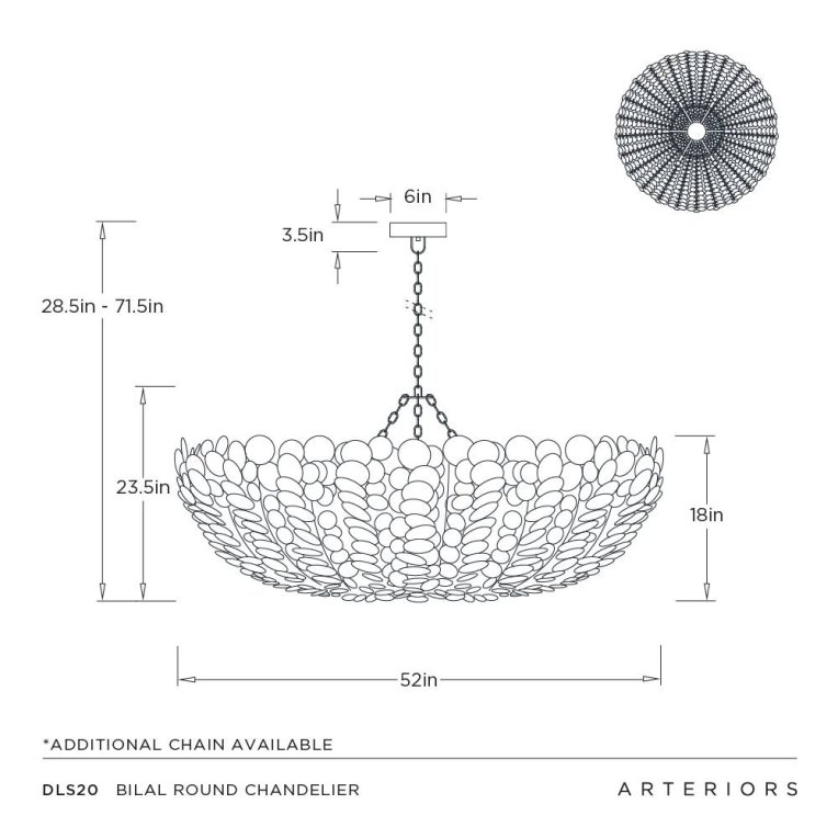 Bilal Round Chandelier - Dimensions (Inches)