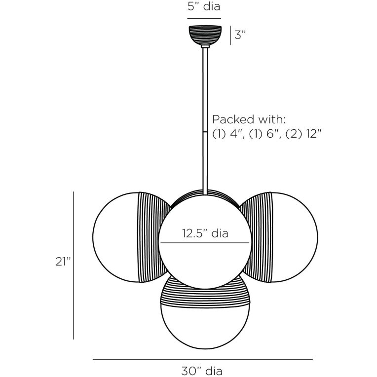 Baptiste Chandelier - Dimensions (Inches)