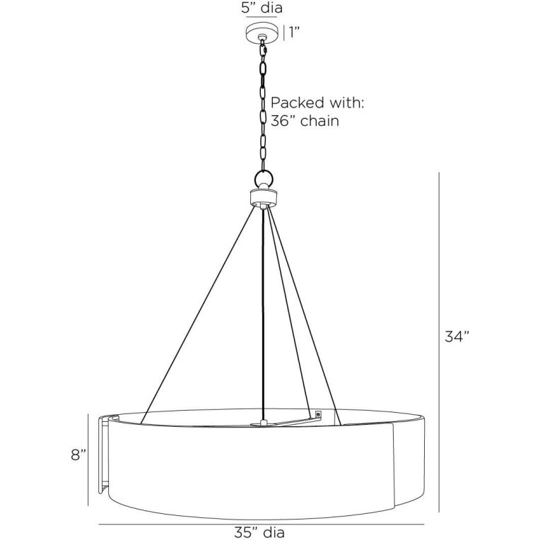 Dante Medium Chandelier - Dimensions (Inches)