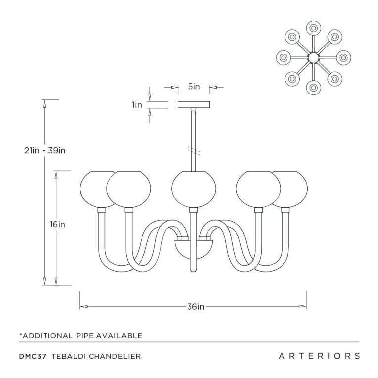 Tebaldi Chandelier - Dimensions (Inches)