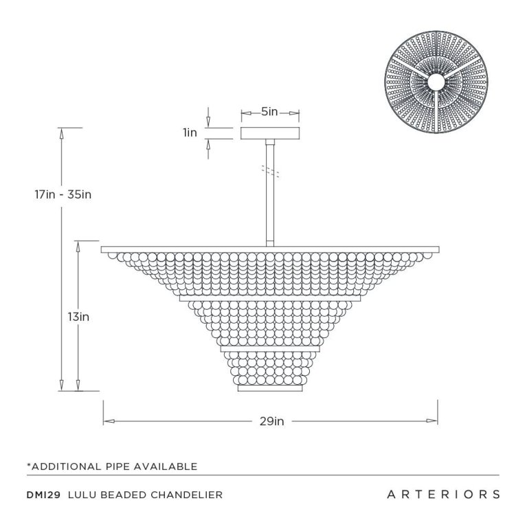 Lulu Beaded Chandelier - Dimensions (Inches)
