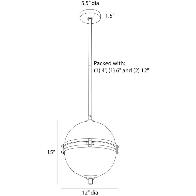 Irene Pendant - Dimensions (Inches)