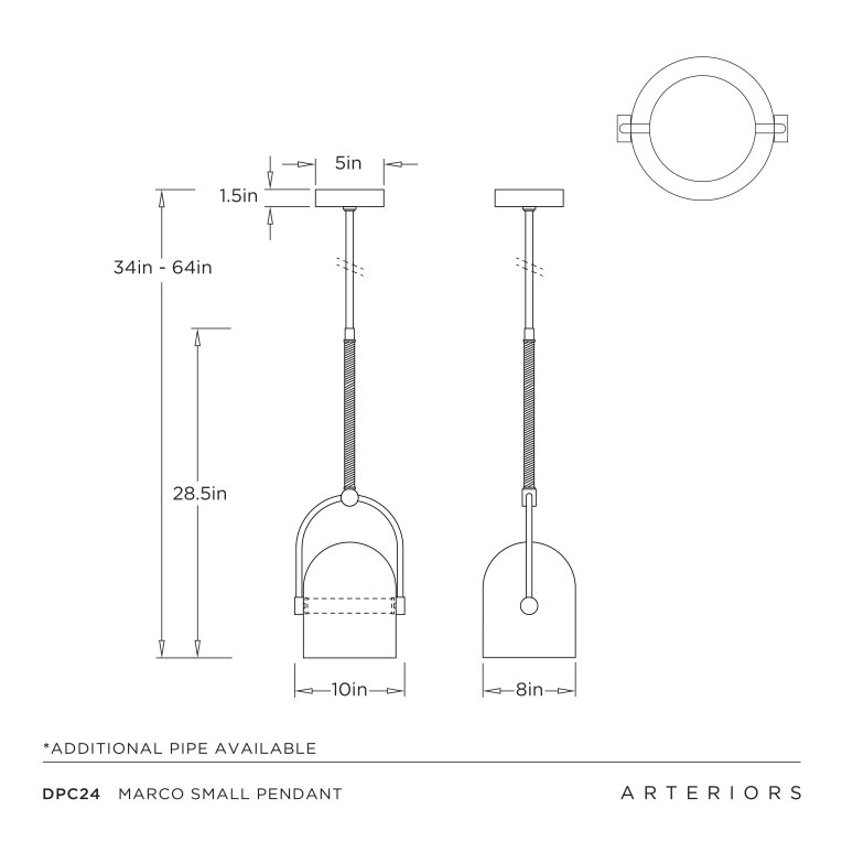 Marco Small Pendant - Dimensions (Inches)