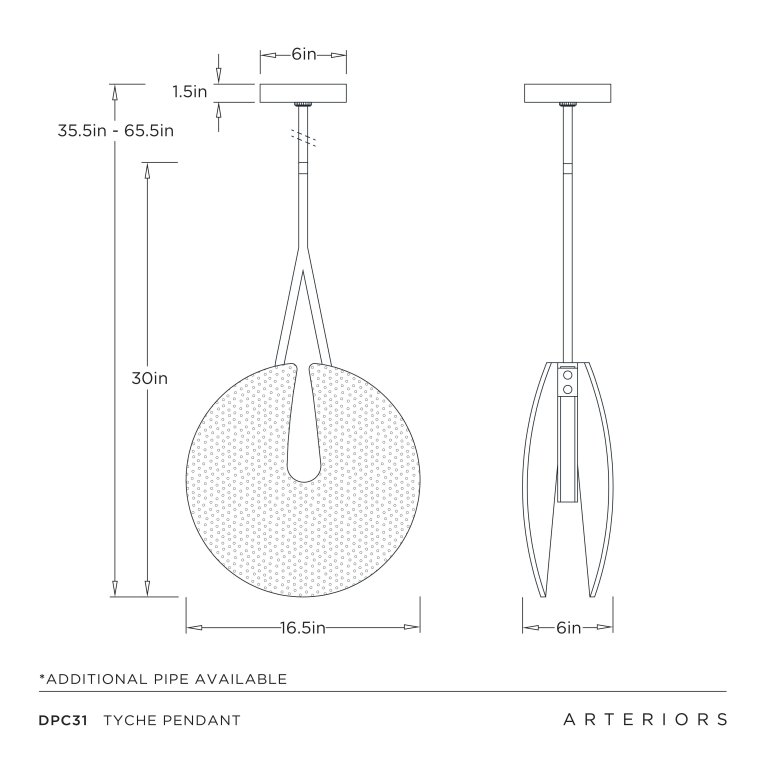 Tyche Pendant - Dimensions (Inches)