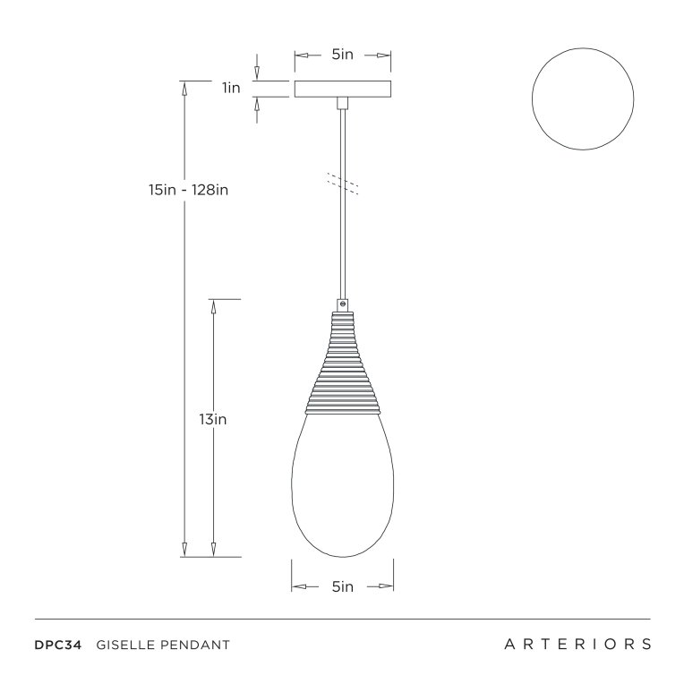 Giselle Pendant - Dimensions (Inches)