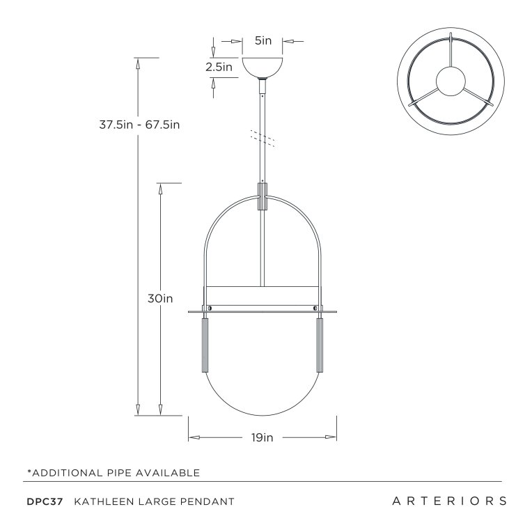 Kathleen Large Pendant - Dimensions (Inches)