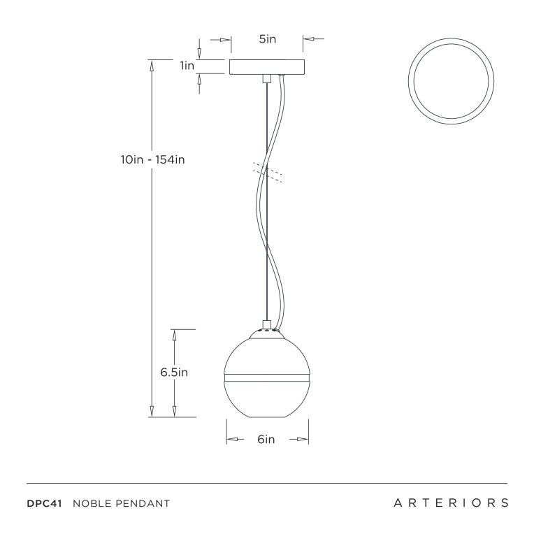 Noble Pendant - Dimensions (Inches)