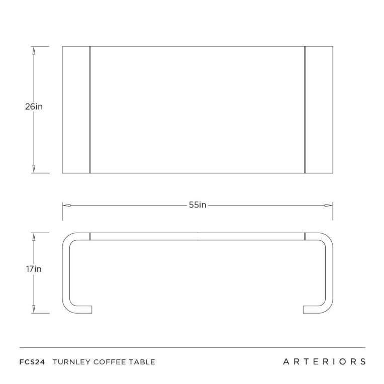 Turnley Coffee Table - Dimensions (Inches)