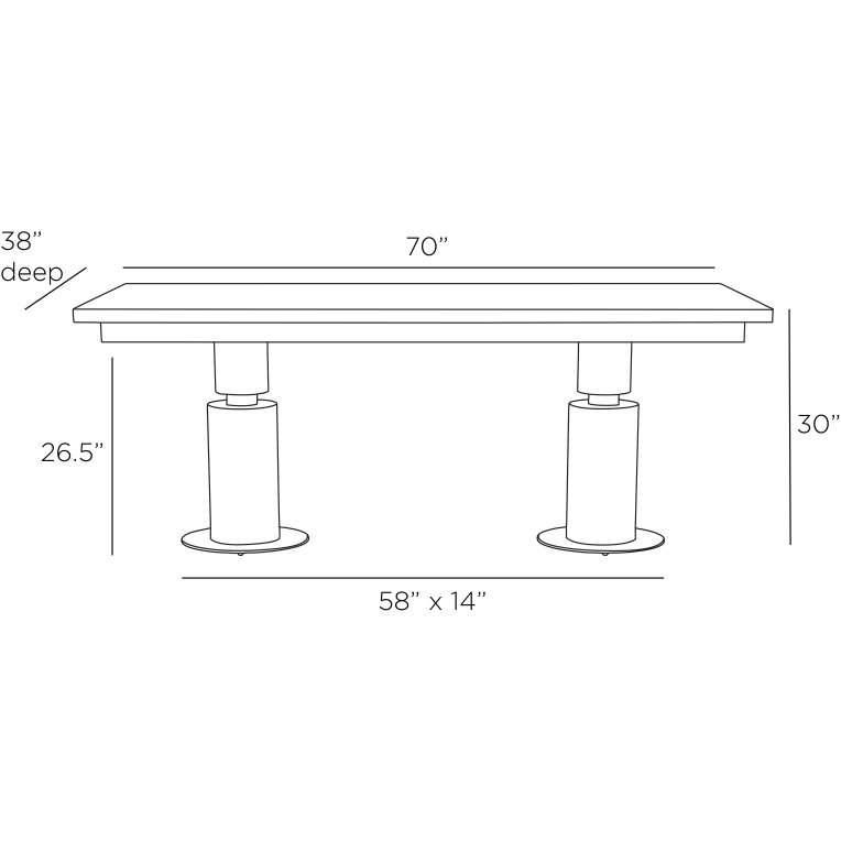 Tiller Dining Table - Dimensions (Inches)