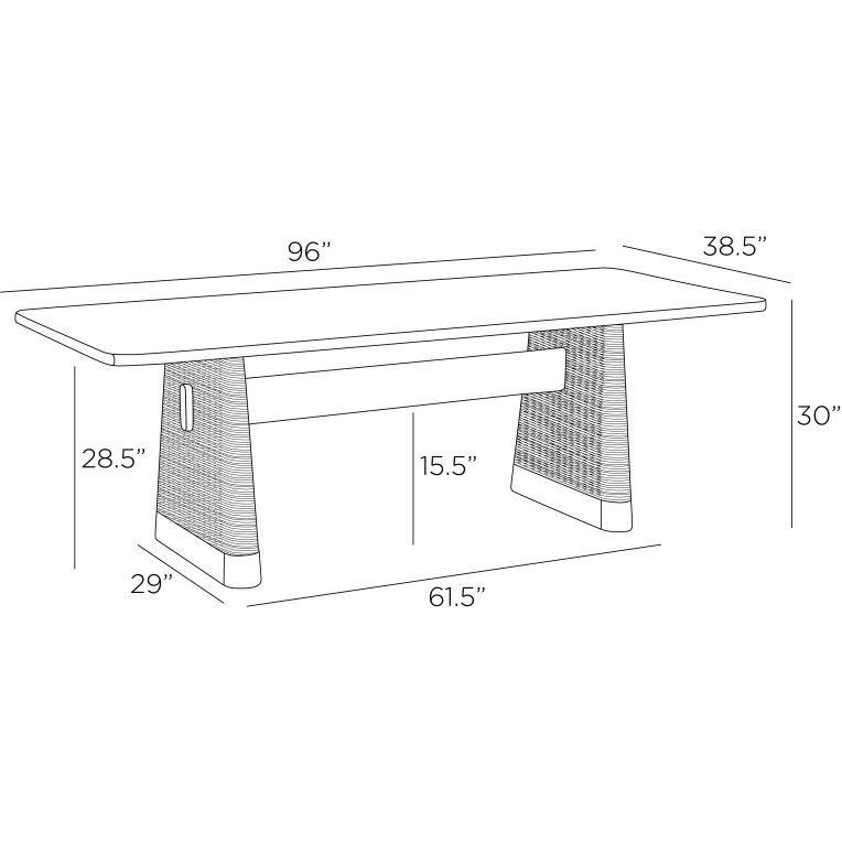 Delrio Outdoor Dining Table - Dimensions (Inches)
