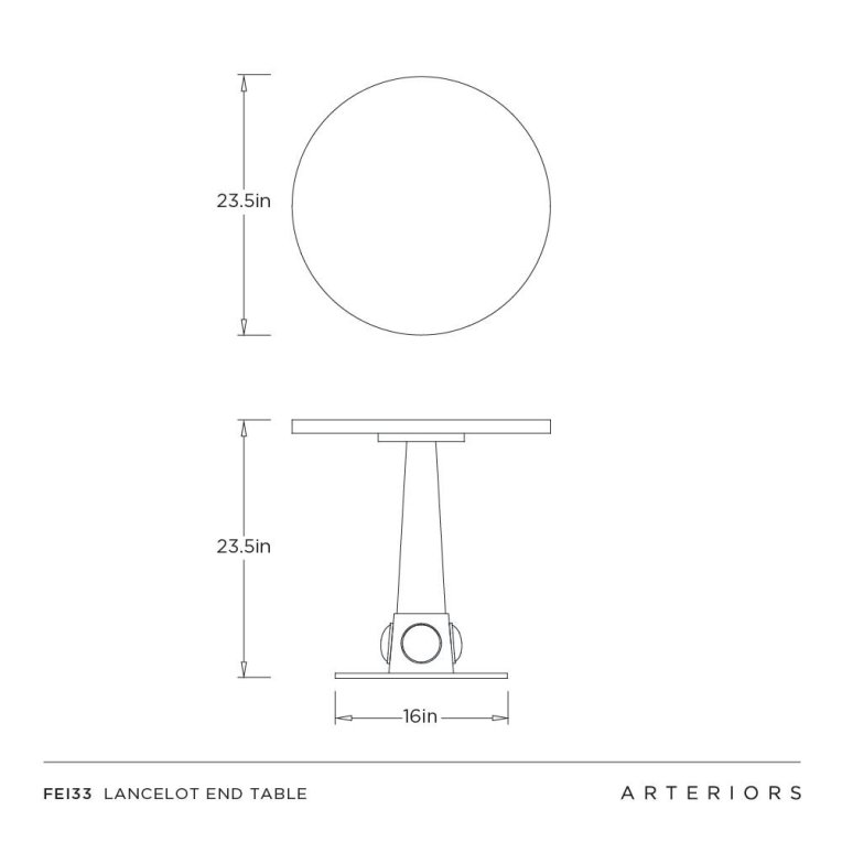 Lancelot End Table - Dimensions (Inches)