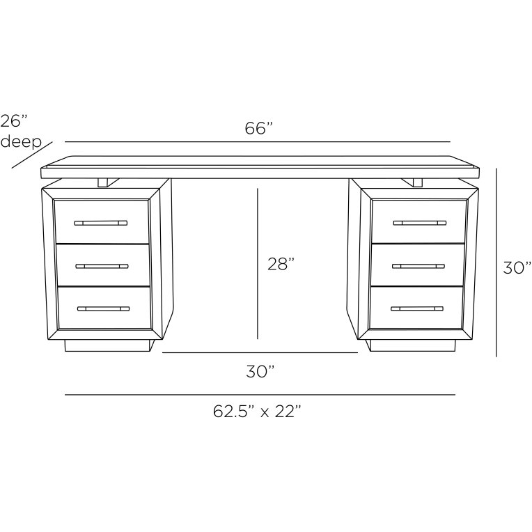 Wixom Desk - Dimensions (Inches)