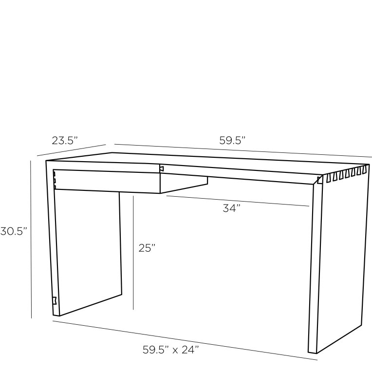 Zeus Desk - Dimensions (Inches)