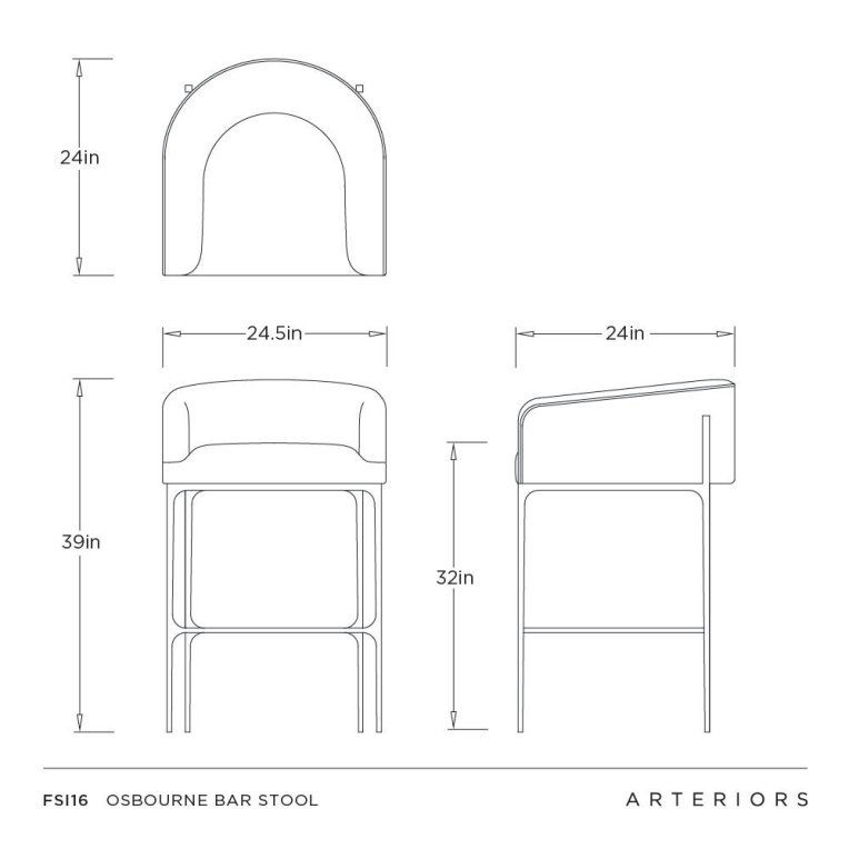 Osbourne Bar Stool - Dimensions (Inches)