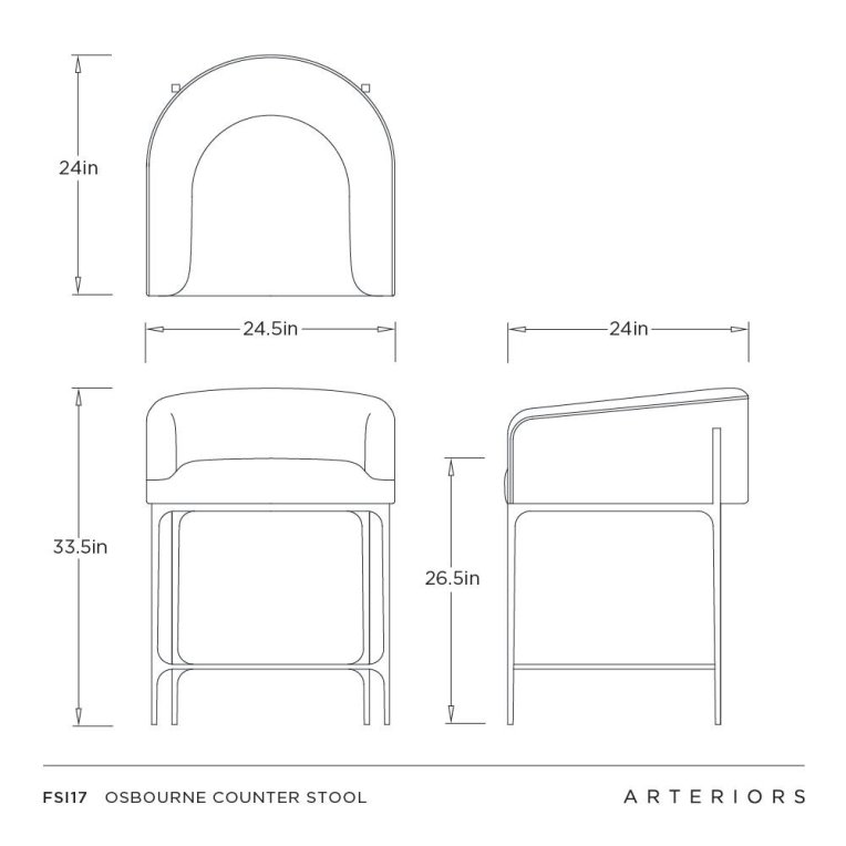 Osbourne Counter Stool - Dimensions (Inches)