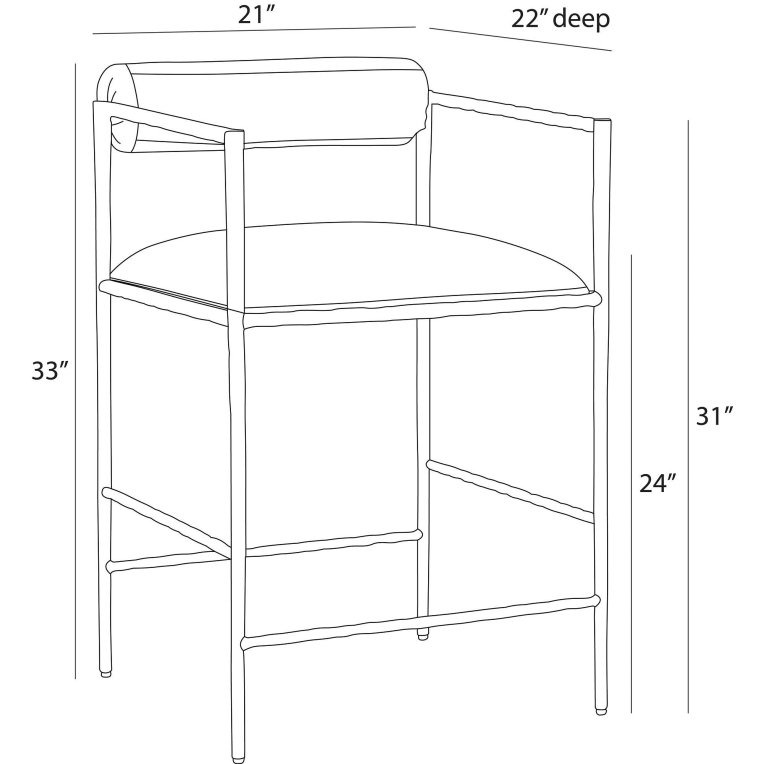 Barbana Counter Stool Oxford White - Dimensions (Inches)