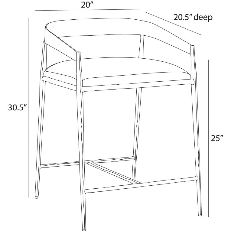 Ansel Counter Stool - Dimensions (Inches)