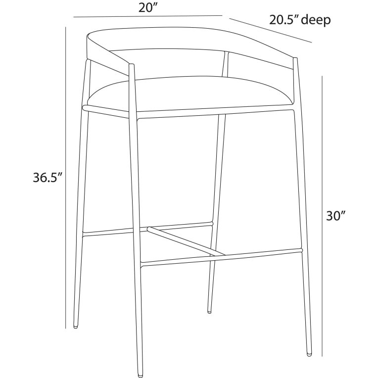 Ansel Bar Stool - Dimensions (Inches)
