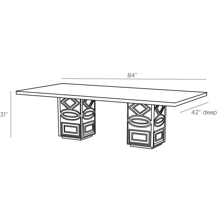 Vargueño Dining Table - Dimensions (Inches)
