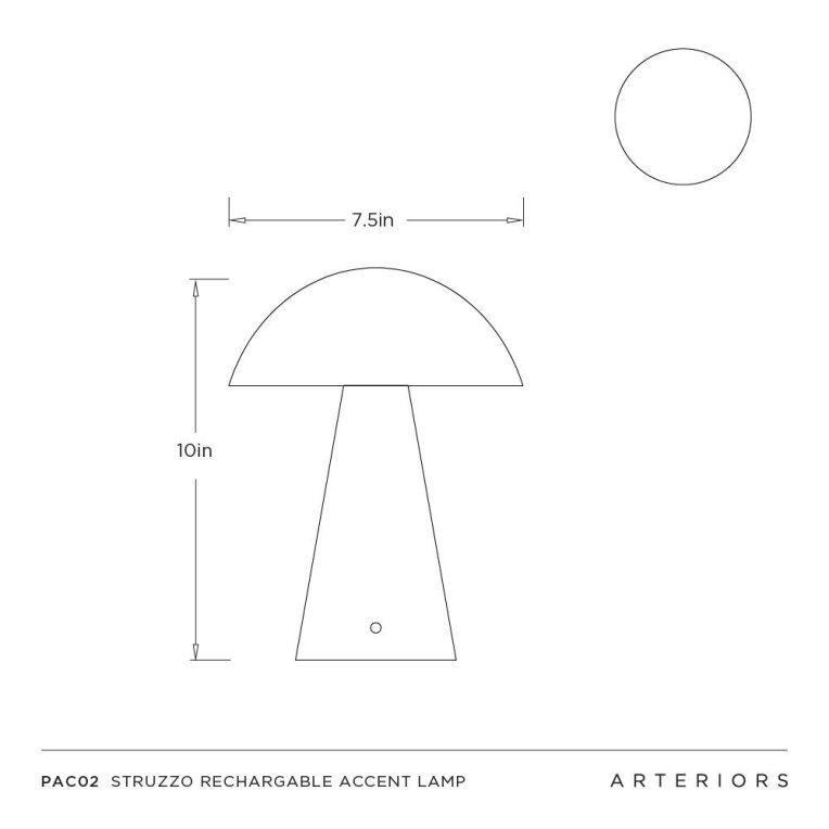 Struzzo Rechargeable Accent Lamp - Dimensions (Inches)