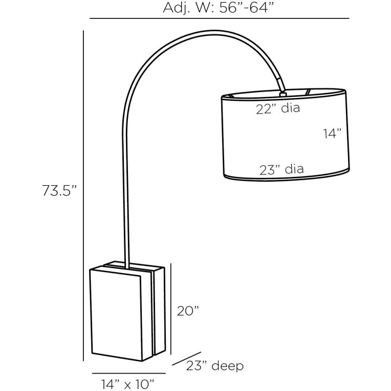 Bali Floor Lamp - Dimensions (Inches)