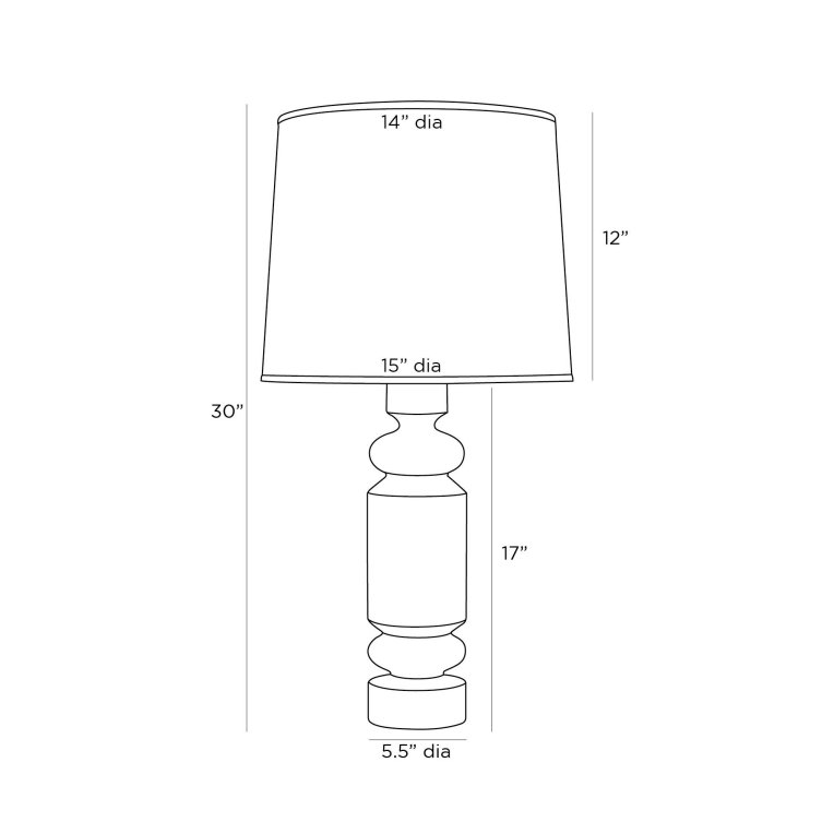 Woodrow Lamp - Dimensions (Inches)