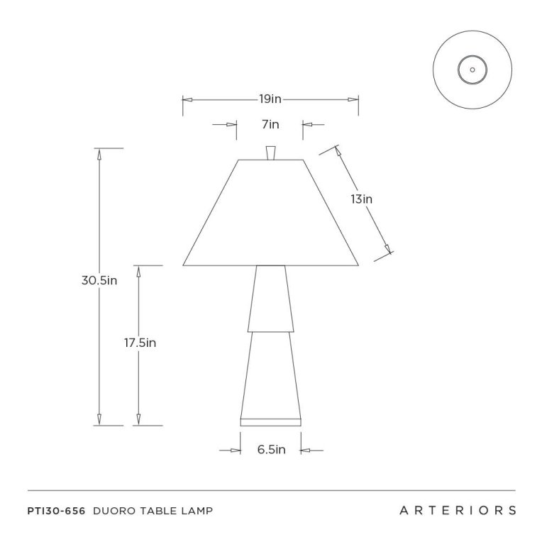 Duoro Table Lamp - Dimensions (Inches)