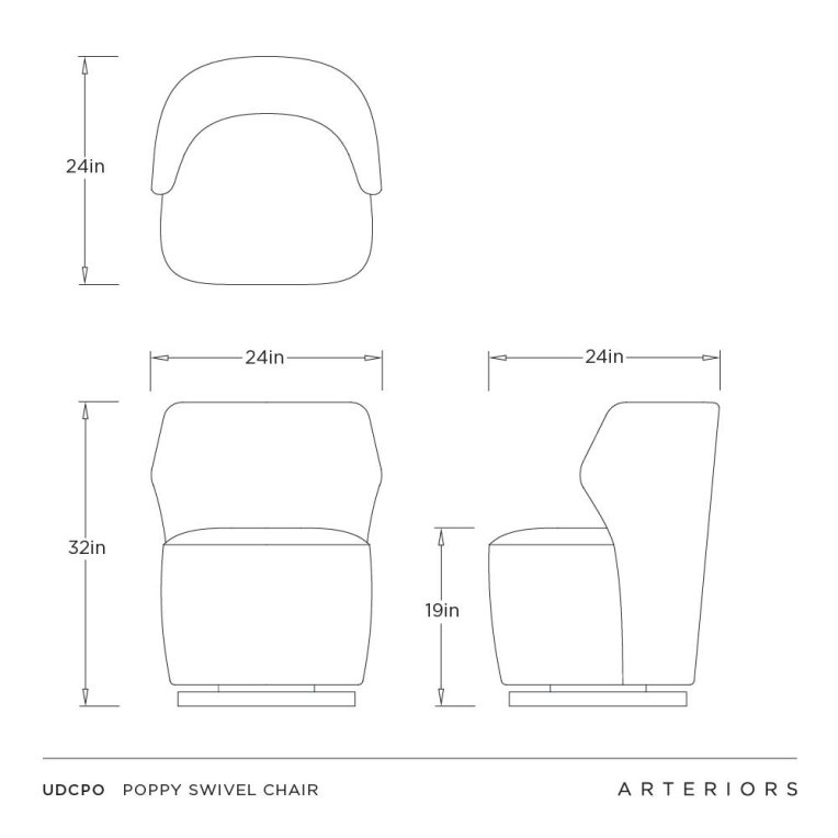 Poppy Swivel Chair - Special Order - Dimensions (Inches)