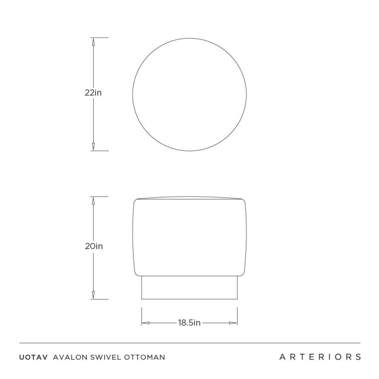 Avalon Swivel Ottoman - Customer's Own Material - Dimensions (Inches)