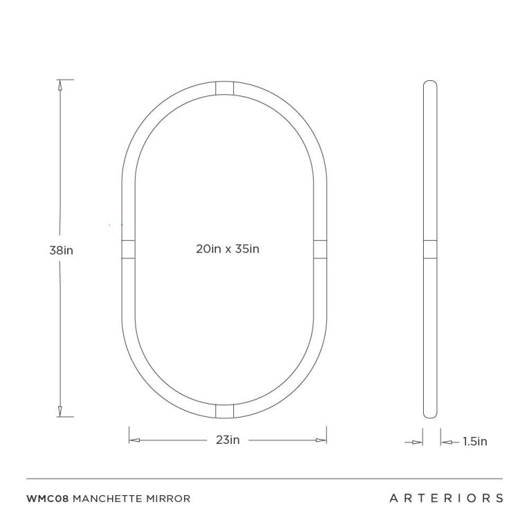 Manchette Mirror - Dimensions (Inches)