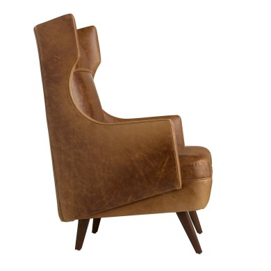 Budelli Wing Chair Cognac Leather Dark Walnut