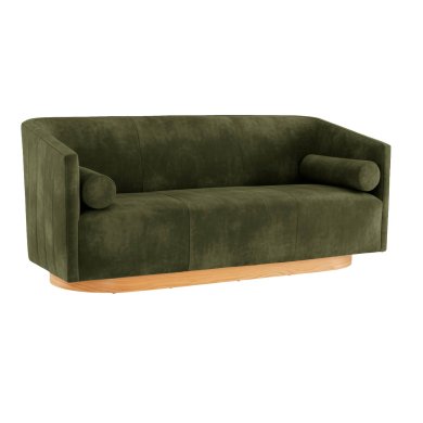 Huxley Sofa Moss Performance Velvet White Oyster