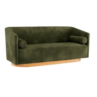 Huxley Sofa Moss Performance Velvet White Oyster