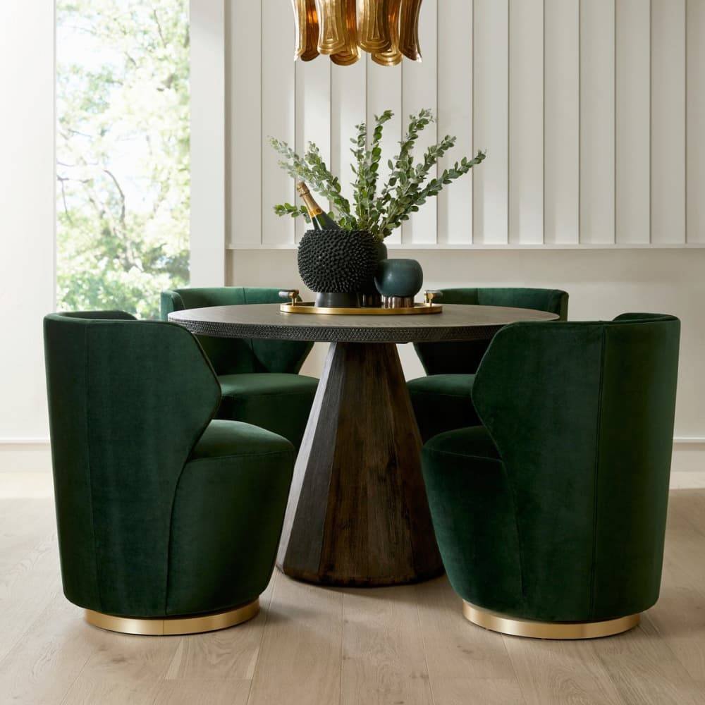 Poppy Chair Forest Velvet Champagne Swivel