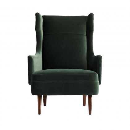 8149 Budelli Wing Chair Forest Velvet Angle 1 View