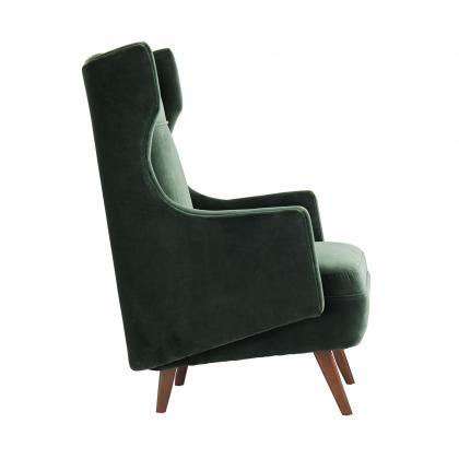 8149 Budelli Wing Chair Forest Velvet Angle 2 View